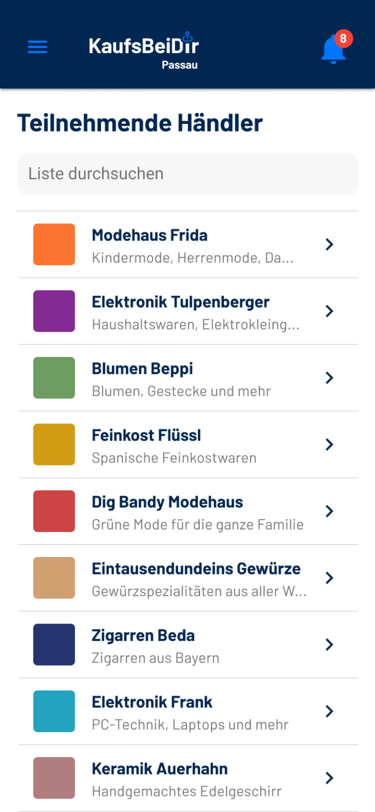 Projektbeispiel App: KaufsbeiDir Teilnehmerliste